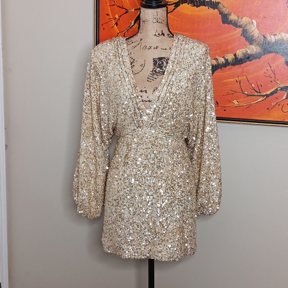 Retrofete Aubrielle Dress In Champagne Size Small - Picture 9 of 10